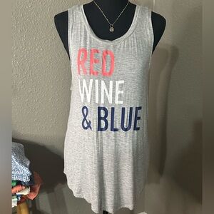 GRAYSON THREADS Gray Tank‎ Top in Red, White, & Blue